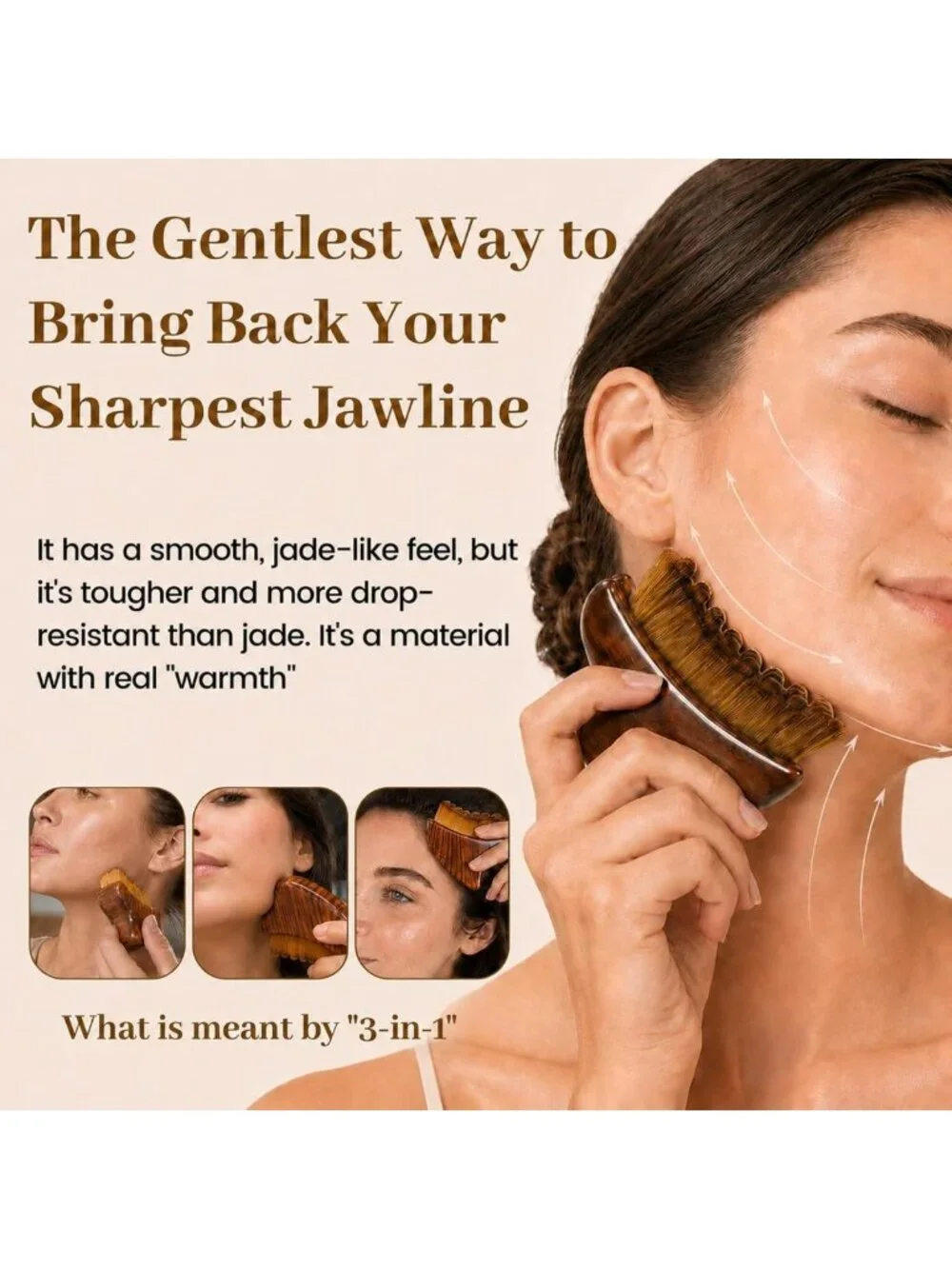 3-in-1 Lymphatic Contour Face Brush & Massager - Gua Sha Tool for De-Puffing